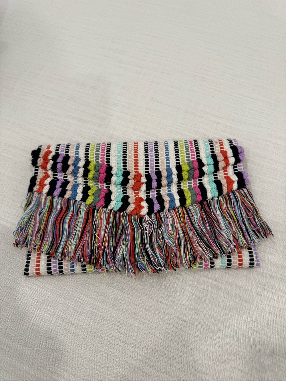 Stella & Dot - Colorful Multi-Stripe Fringe Clutch